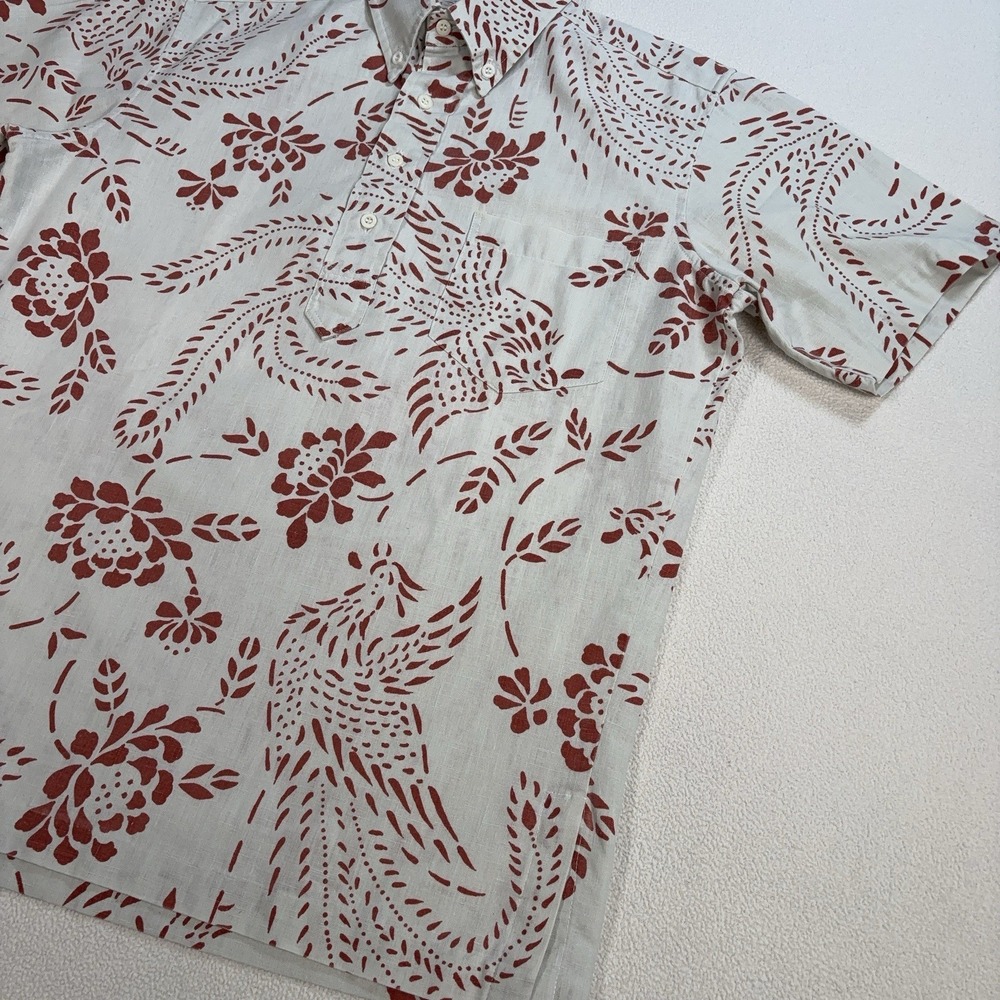 VTG Reyn‎ Spponer Polo Men's S Off-White Red Floral Phoenixes Pocket Button Down - Picture 6 of 13